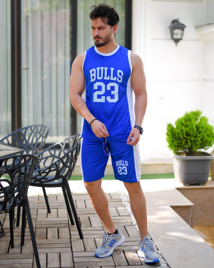 ست تاپ شلوارک Bulls (آبی) کد 6030